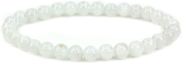 Natural White Moonstone Gemstone 6mm Round Beads Stretch Bracelet 7inch Unisex