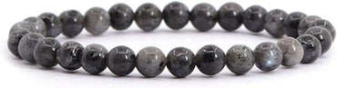 Angelstones Natural Larvikite Gemstone 6mm Round Beads Stretch Bracelet 6.5inch Unisex