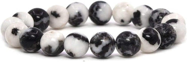 Natural Zebra Jasper Gemstone 10mm Round Beads Stretch Bracelet 7 Inch Unisex