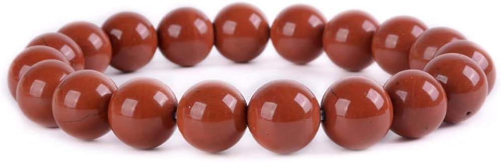 Natural Red Jasper Gemstone 10mm Round Beads Stretch Bracelet 7inch Unisex