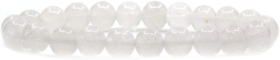 White Jade Gem Semi Precious Gemstone 8mm Ball Beads Stretch Bracelet 7inch Unisex