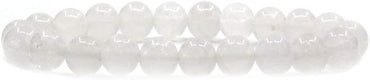 White Jade Gem Semi Precious Gemstone 8mm Ball Beads Stretch Bracelet 7inch Unisex