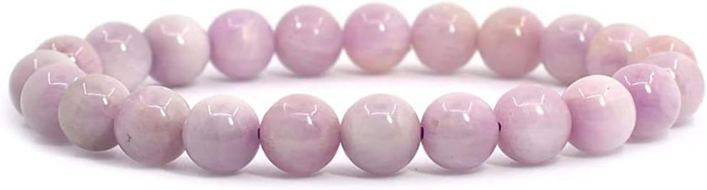 Natural Kunzite Gemstone 8mm Round Beads Stretch Bracelet 7 Inch Unisex