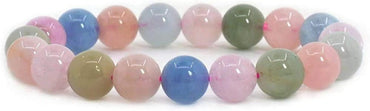 Angelstones Natural Aquamarine Morganite Beryl Gemstone 10mm Round Beads Stretch Bracelet 7 Inch Unisex