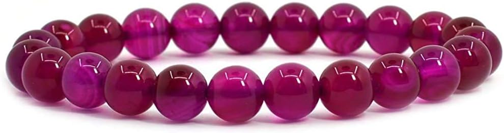 Angelstones Rose Agate Gemstone 8mm Round Beads Stretch Bracelet 7inch