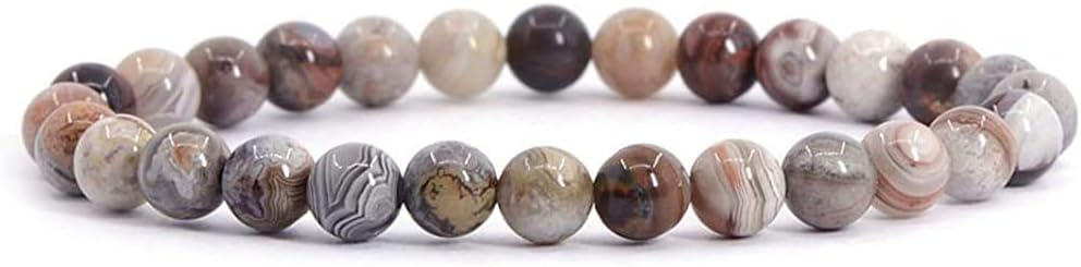 Natural Mexican Lace Agate Gemstone 6mm Round Beads Stretch Bracelet 6.5inch Unisex