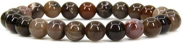 Angelstones Natural Petrified Wood Fossil Gemstone 8mm Round Beads Stretch Bracelet 7inch Unisex