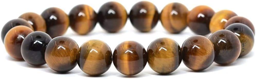 Natural Golden Tiger Eye Gemstone 10mm Round Beads Stretch Bracelet 6.5inch Unisex
