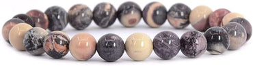 Natural Exotica Jasper Gemstone 8mm Round Beads Stretch Bracelet 7inch Unisex
