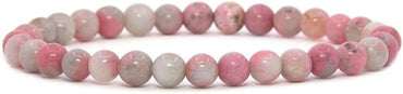 Angelstones Natural Pink Tourmaline Gemstone 6mm Round Beads Stretch Bracelet 6.5inch Unisex