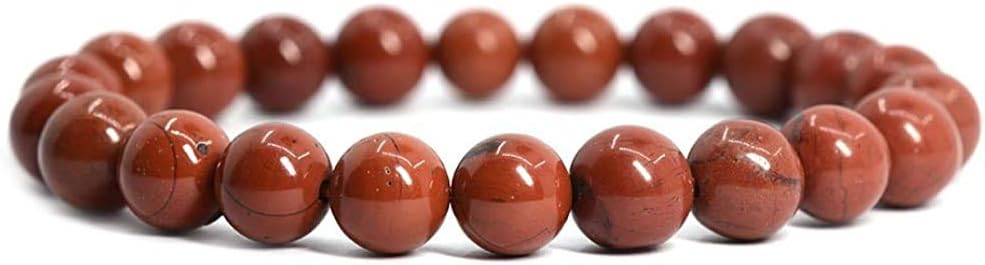 Natural Red Jasper Gemstone 8mm Round Beads Stretch Bracelet 7inch Unisex