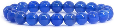 Blue Agate Gemstone 8mm Round Beads Stretch Bracelet 7 Inch Unisex