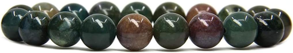 Angelstones Natural India Agate Genuine Semi-Precious Gemstones Healing 10mm Beaded Stretch Bracelet 7inch Unisex