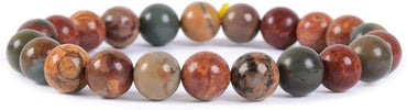 Natural Multi-Color Picasso Jasper Gemstone 8mm Round Beads Stretch Bracelet 7 Inch Unisex