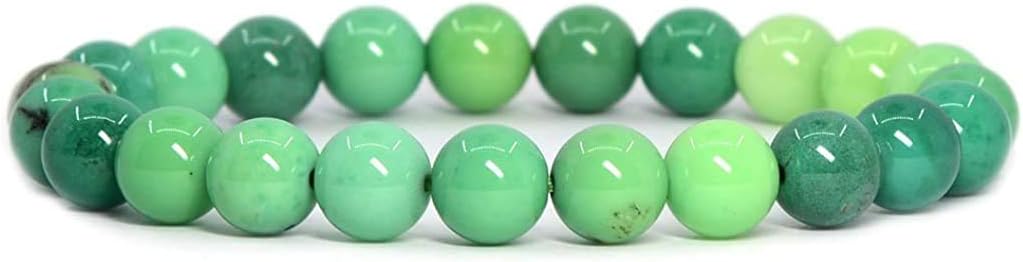 Natural Green Chrysoprase Gemstone 8mm Round Beads Stretch Bracelet 7inch Unisex