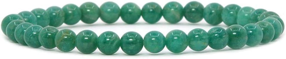 Natural Russian Amazonite Gemstone 6mm Round Beads Stretch Bracelet 6.5inch Unisex