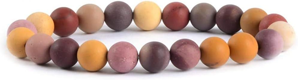 Natural Frosted Mookaite Jasper Gemstone 8mm Round Beads Stretch Bracelet 7inch Unisex