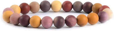 Natural Frosted Mookaite Jasper Gemstone 8mm Round Beads Stretch Bracelet 7inch Unisex