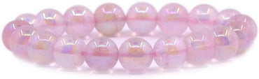 Aqua Aura Rose Quartz Gemstone 10mm Round Beads Stretch Bracelet 7 Inch Unisex