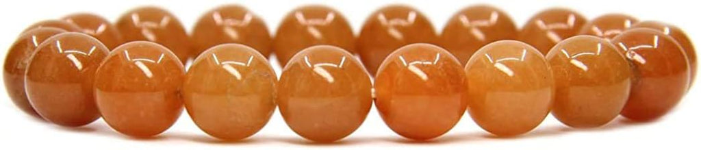 Angelstones Natural Orange Aventurine Genuine Semi-Precious Gemstones Healing 10mm Beaded Stretch Bracelet 7inch Unisex