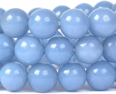 Angelstones Natural Angelite Gemstone 10mm Round Beads Stretch Bracelet 7 Inch Unisex