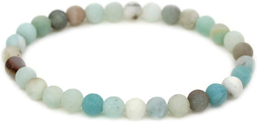 Natural Matt Multicolor Amazonite Gemstone 6mm Round Beads Stretch Bracelet 7inch Unisex