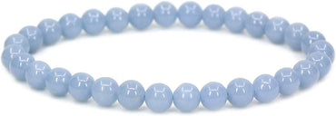 Angelstones Natural Blue Angelite Gemstone 6mm Round Beads Stretch Bracelet 7inch Unisex