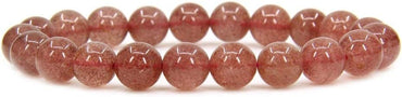 Natural A Grade Strawberry Quartz Gemstone 8mm Round Beads Stretch Bracelet 7inch Unisex