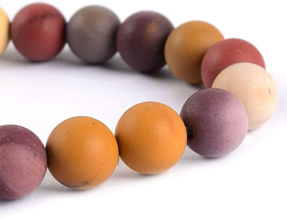 Natural Frosted Mookaite Jasper Gemstone 8mm Round Beads Stretch Bracelet 7inch Unisex