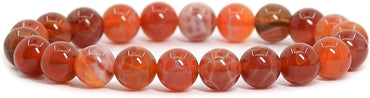 Red Crab Fire Agate Gemstone 8mm Round Beads Stretch Bracelet 7 Inch Unisex
