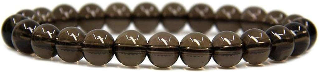 Natural Smoky Quartz Crystal Gemstone 8mm Round Beads Stretch Bracelet 7inch Unisex