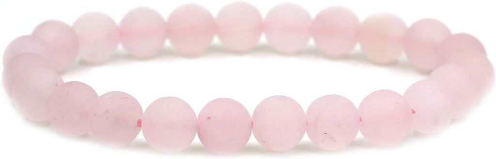 Natural Matte Rose Quartz Gemstone 8mm Round Beads Stretch Bracelet 7inch Unisex