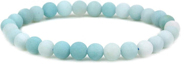 Natural Matt Blue Amazonite Gemstone 6mm Round Beads Stretch Bracelet 7inch Unisex