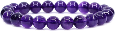 Natural A Grade Amethyst Crystals Real Gemstone 8mm Round Beads Stretch Bracelet 7inch Unisex