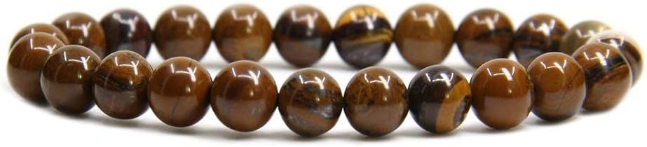 Natural Yellow Tiger Iron Handmade Gemstone 8mm Round Beads Elastic Bracelet 7inch Unisex