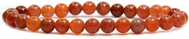 Angelstones Natural Red Crab Fire Agate Gemstone 6mm Round Beads Stretch Bracelet 7inch Unisex