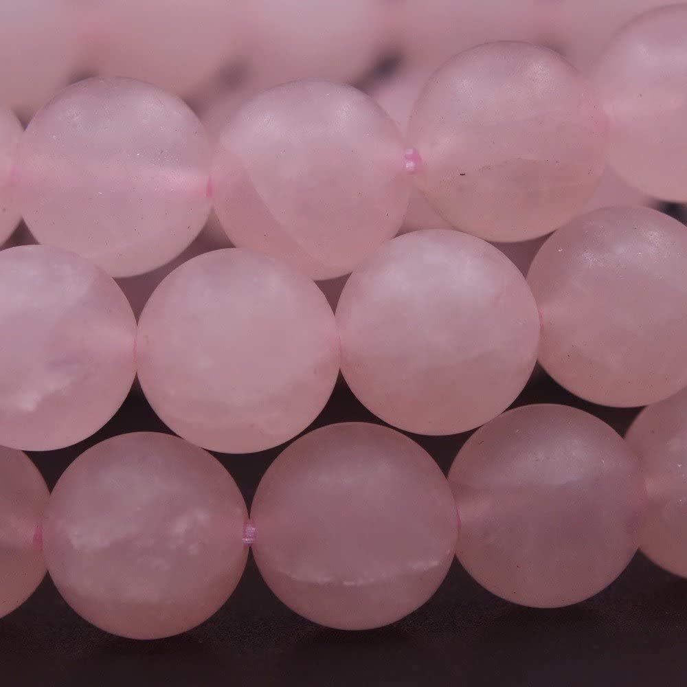 Natural Matte Rose Quartz Gemstone 10mm Round Beads Stretch Bracelet 7 Inch Unisex