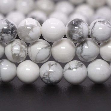 Angelstones Natural White Howlite Gemstone 6mm Round Beads Stretch Bracelet 7inch Unisex