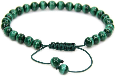 Natural A Grade Malachite Gemstone 6mm Round Beads Adjustable Bracelet 7inch Unisex