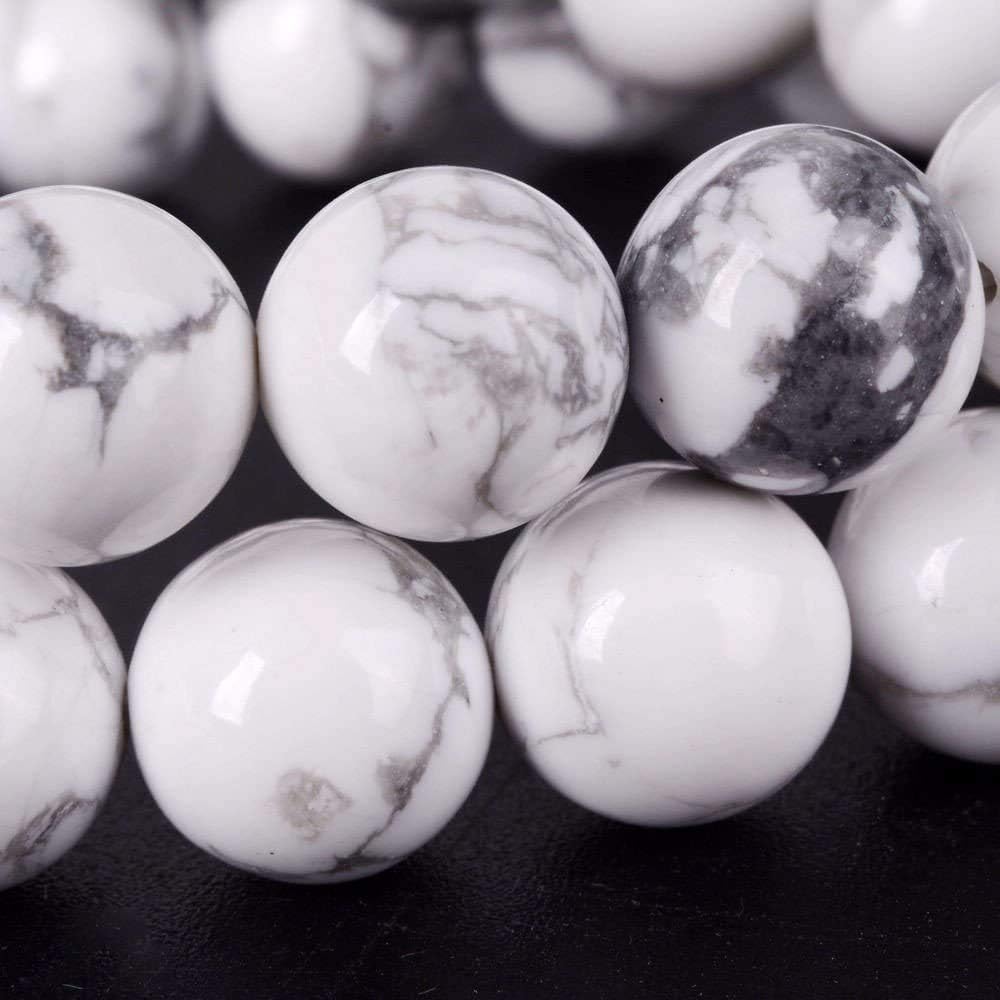 Angelstones Natural White Howlite Gemstone 10mm Round Beads Stretch Bracelet 7 Inch Unisex