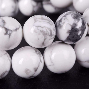 Angelstones Natural White Howlite Gemstone 10mm Round Beads Stretch Bracelet 7 Inch Unisex