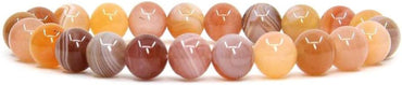 Natural Red Botswana Agate Handmade Gemstone 8mm Round Beads Elastic Bracelet 7inch Unisex