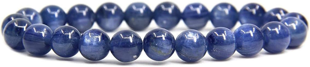 Natural A Grade Blue Kyanite Crystal Gemstone 8mm Round Beads Stretch Bracelet 7inch Unisex