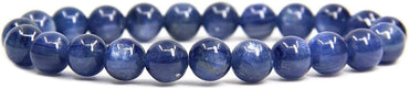 Natural A Grade Blue Kyanite Crystal Gemstone 8mm Round Beads Stretch Bracelet 7inch Unisex