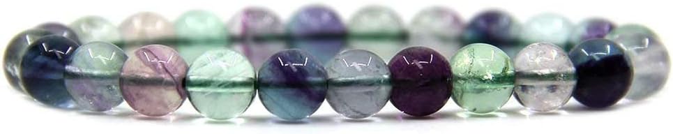 Natural AA Clear Fluorite Gemstone 8mm Round Beads Stretch Bracelet 7inch Unisex