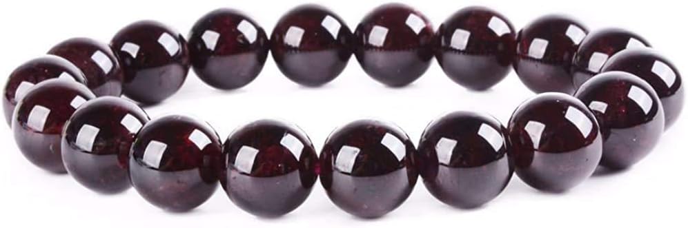Natural Red Garnet Gemstone 10mm Round Beads Stretch Bracelet 7 Inch Unisex