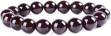 Natural Red Garnet Gemstone 10mm Round Beads Stretch Bracelet 7 Inch Unisex