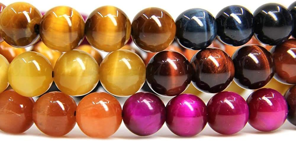 Natural AA Grade Multicolor Tiger Eye Gemstone 8mm Round Beads Stretch Bracelet 7inch Unisex