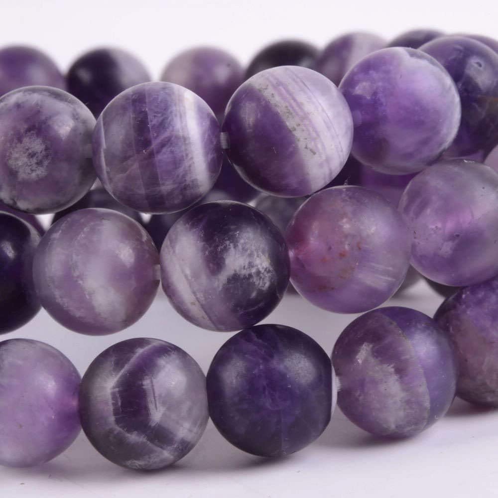 Natural Matte African Amethyst Gemstone 10mm Round Beads Stretch Bracelet 7inch Unisex