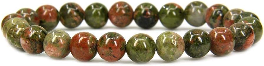 Natural Unakite Gemstone 8mm Round Beads Stretch Bracelet 7inch Unisex